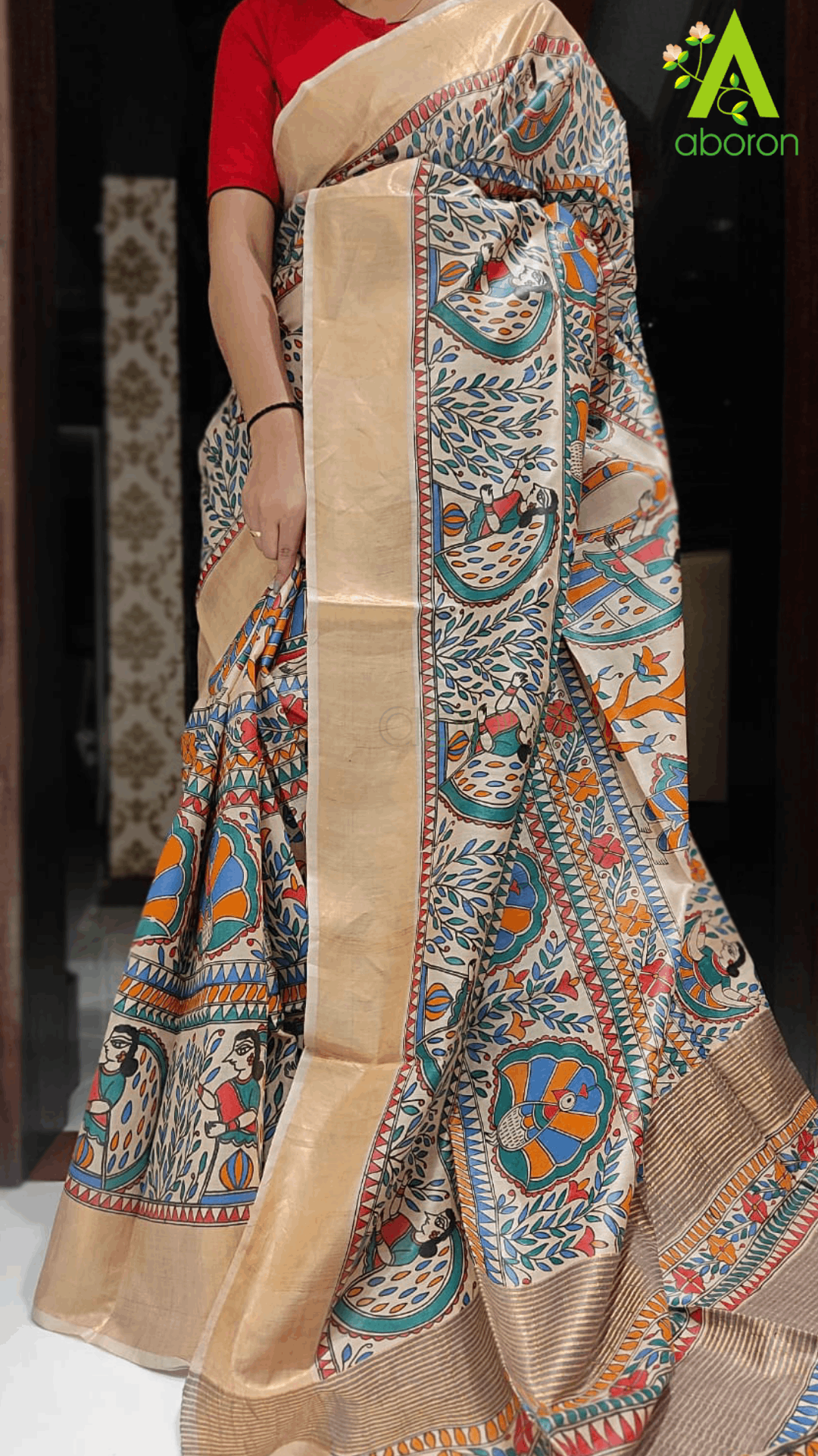 Pure Tussar Hand Painting Madhubani Saree