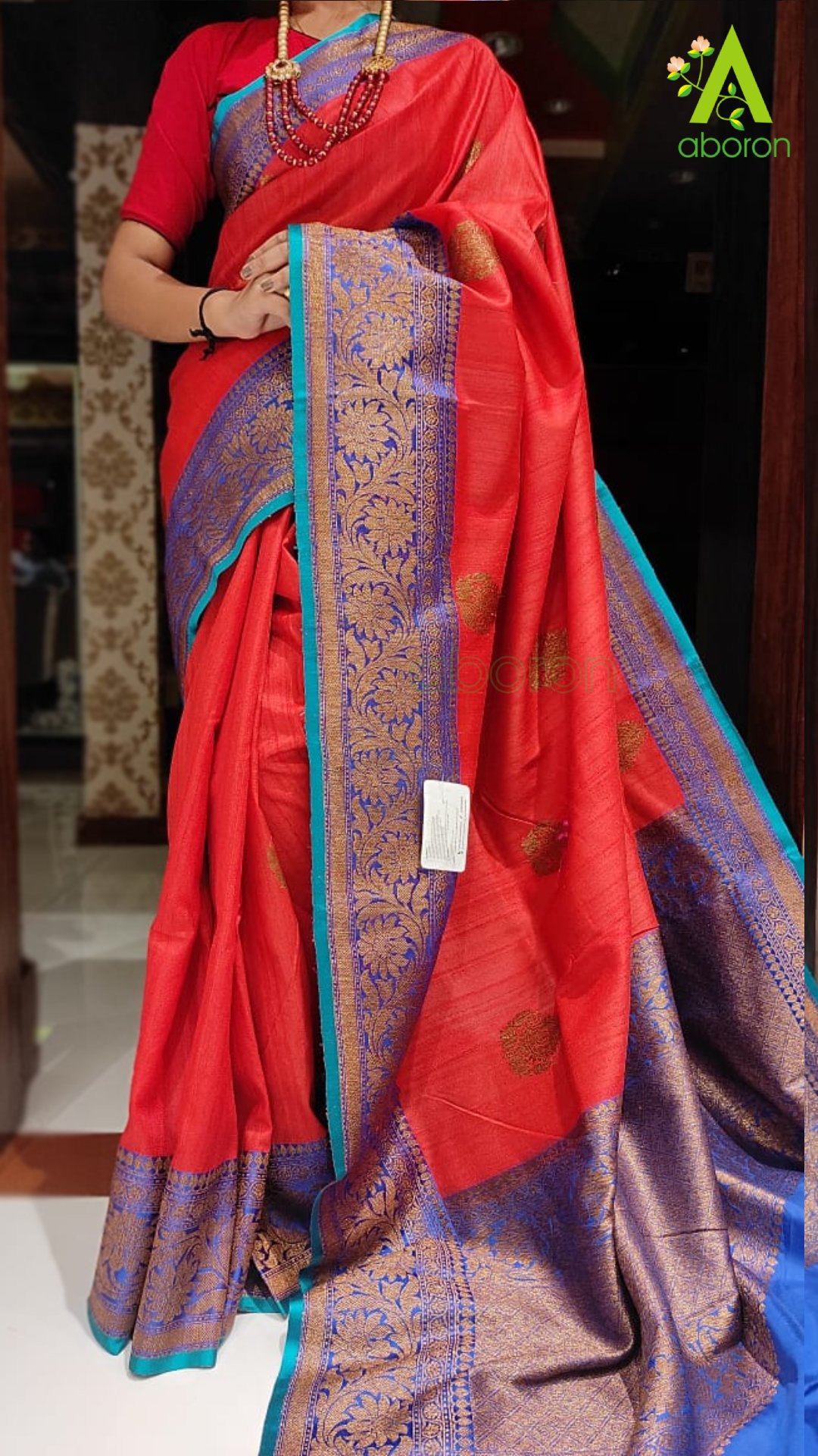 Embroidered Net Saree in Turquoise : SAR1510